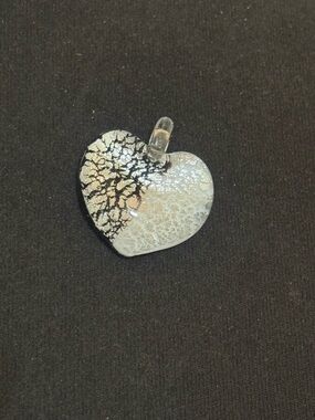 Antica Murrina Venezia Murano Glass Heart Pendant in Silver Black